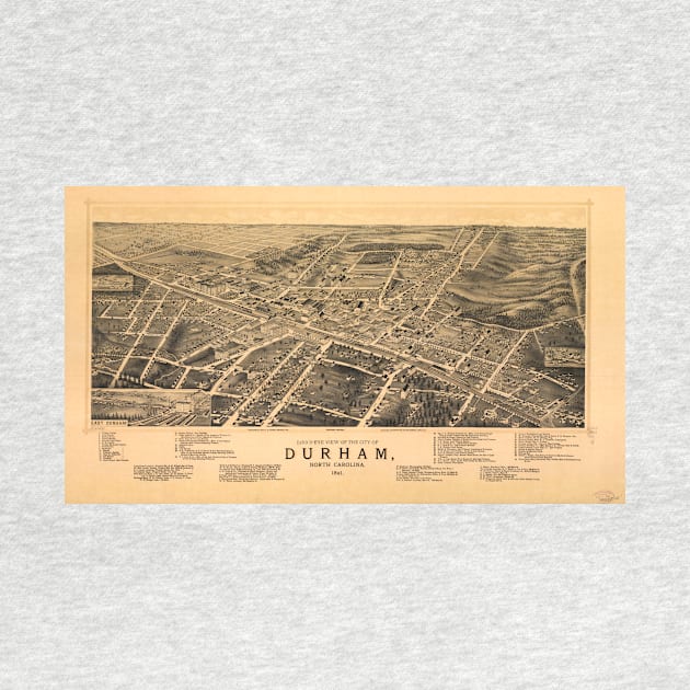 Vintage Pictorial Map of Durham NC (1891) by Bravuramedia